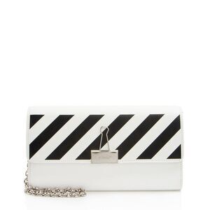 Off-White Leather Diag Binder Clip Wallet on Chain